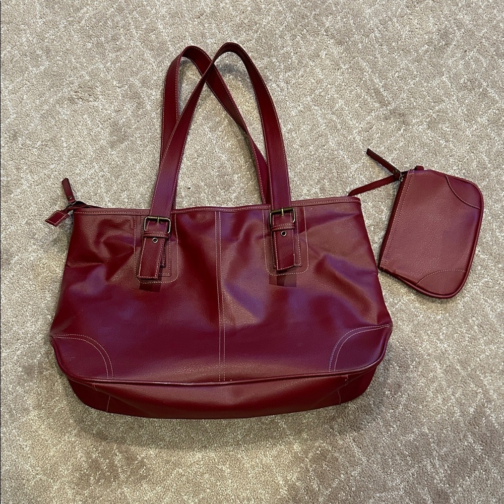 NEW Elegant Burgundy Tote Bag Set